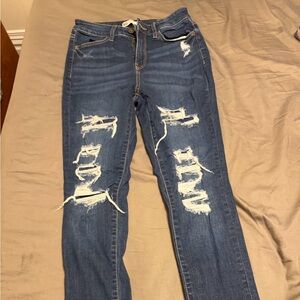 Dark jeans with fade